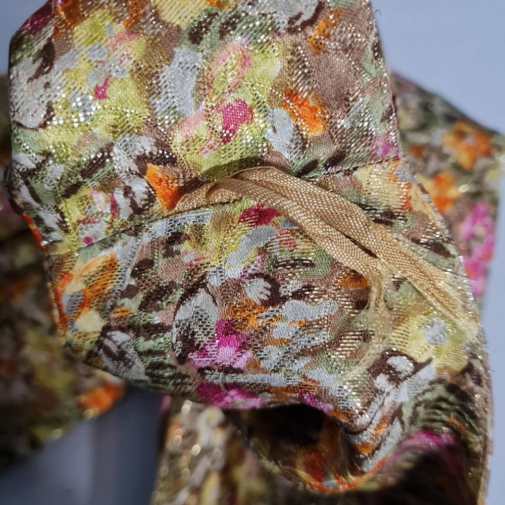 Vintage Suzy Perette Dress Womens Small Floral Metallic Jacquard Fit Flare 60s - Picture 13 of 16